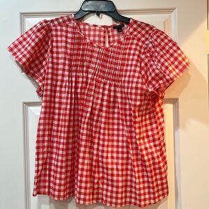 Gingham Flounce Top Ann Taylor